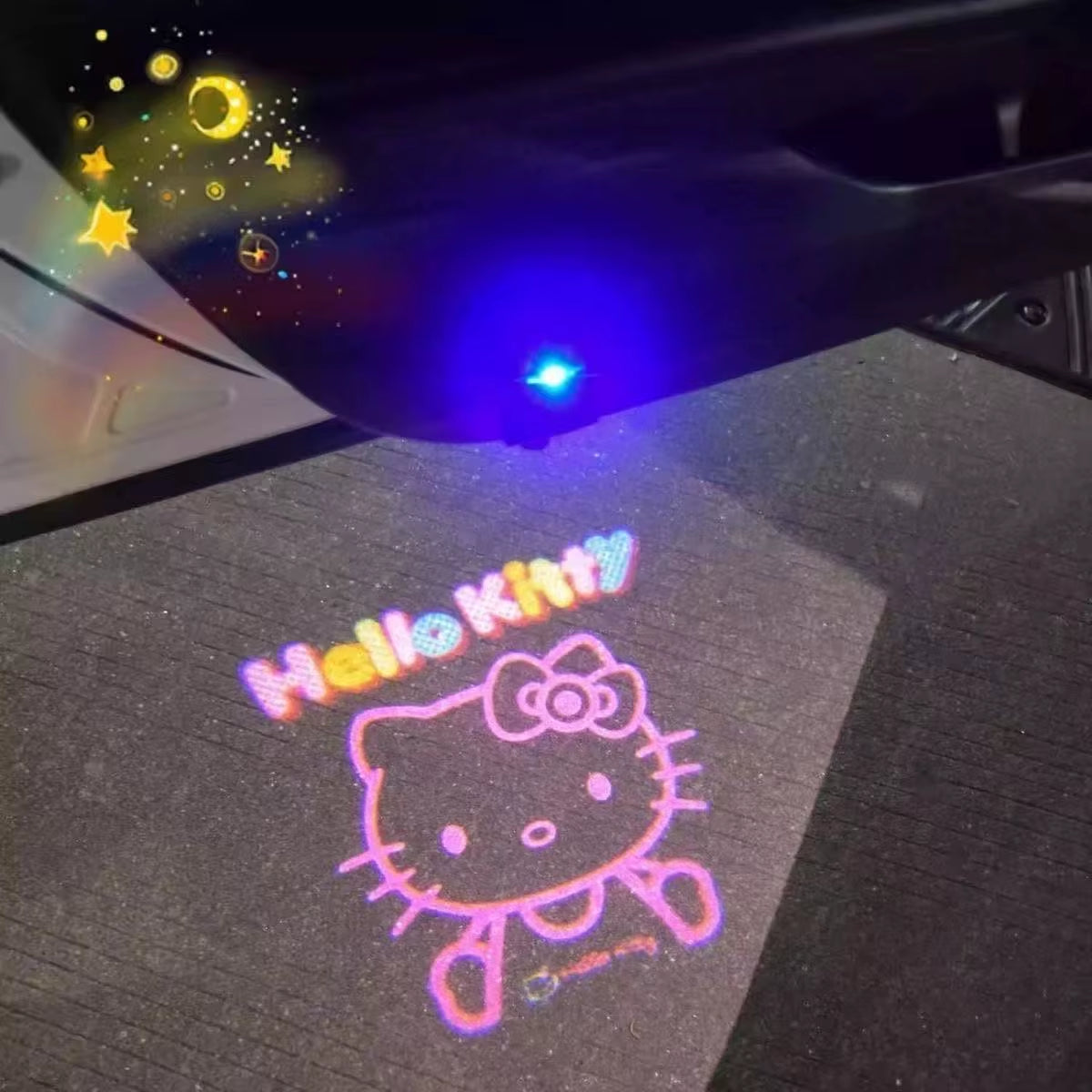 Kitty Cartoon Car Door Welcome Light Auto Induction Projector Lamp Atmosphere Decor Light for Automobile Universal Decoration