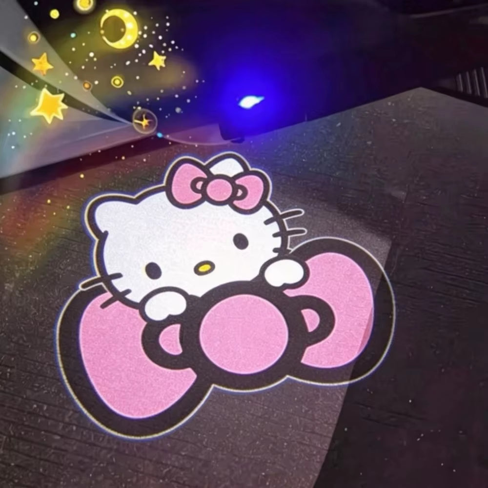 Kitty Cartoon Car Door Welcome Light Auto Induction Projector Lamp Atmosphere Decor Light for Automobile Universal Decoration