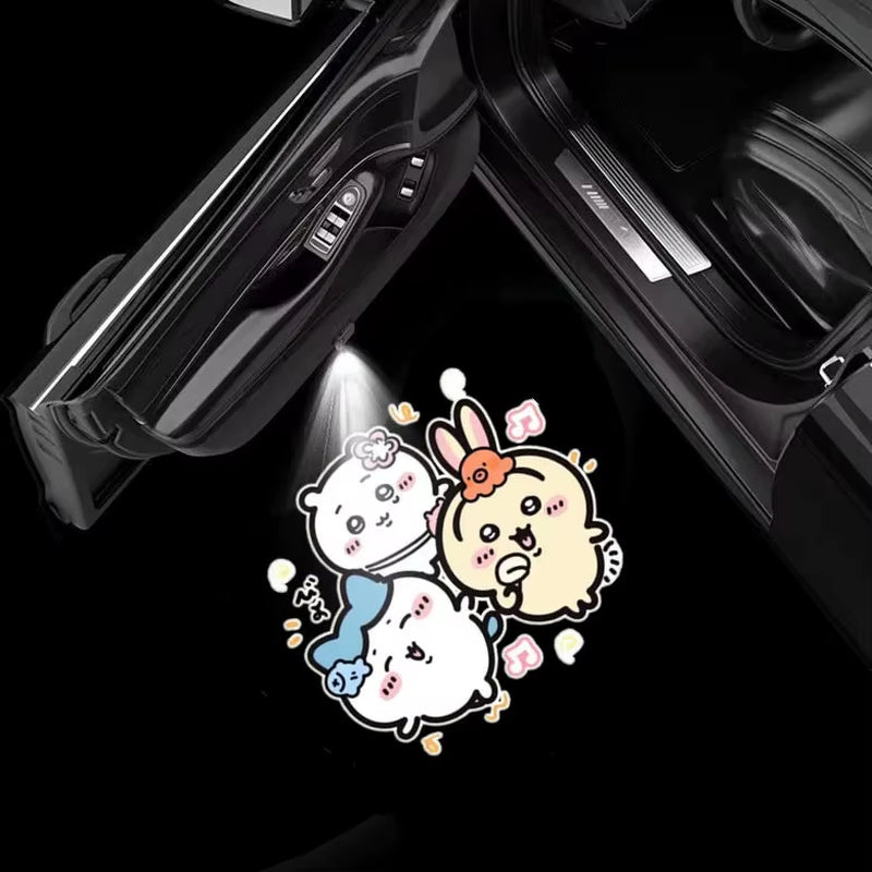 Kitty Cartoon Car Door Welcome Light Auto Induction Projector Lamp Atmosphere Decor Light for Automobile Universal Decoration