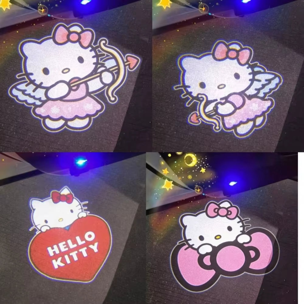 Kitty Cartoon Car Door Welcome Light Auto Induction Projector Lamp Atmosphere Decor Light for Automobile Universal Decoration