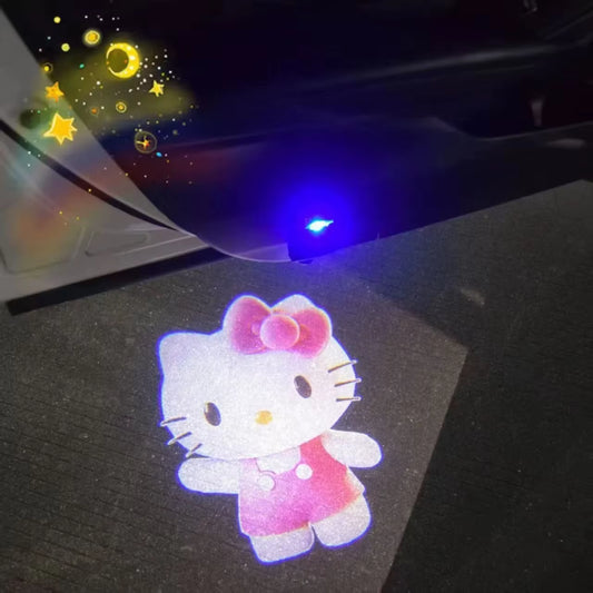 Kitty Cartoon Car Door Welcome Light Auto Induction Projector Lamp Atmosphere Decor Light for Automobile Universal Decoration