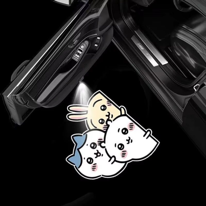 Kitty Cartoon Car Door Welcome Light Auto Induction Projector Lamp Atmosphere Decor Light for Automobile Universal Decoration