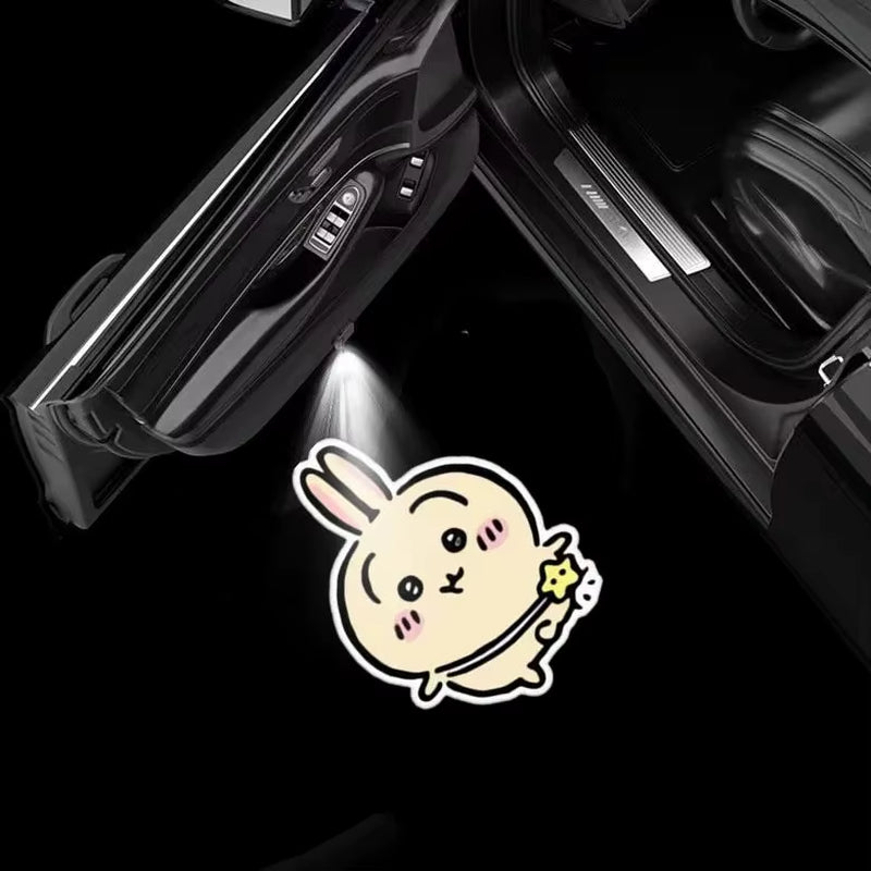 Kitty Cartoon Car Door Welcome Light Auto Induction Projector Lamp Atmosphere Decor Light for Automobile Universal Decoration