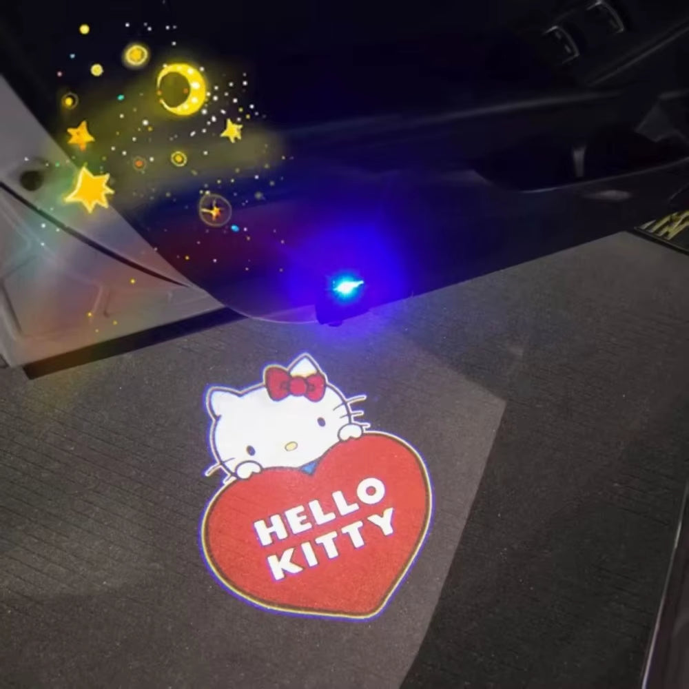 Kitty Cartoon Car Door Welcome Light Auto Induction Projector Lamp Atmosphere Decor Light for Automobile Universal Decoration