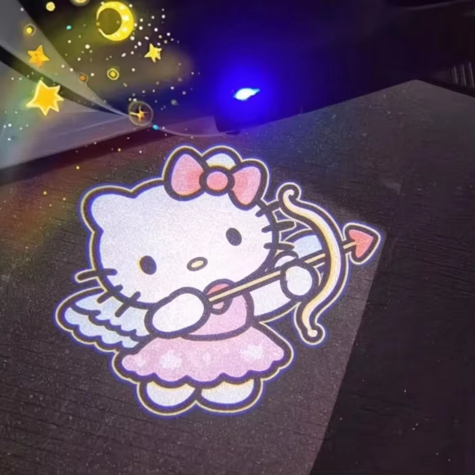 Kitty Cartoon Car Door Welcome Light Auto Induction Projector Lamp Atmosphere Decor Light for Automobile Universal Decoration